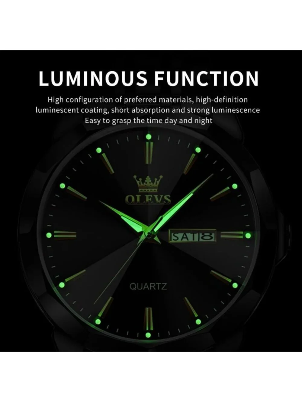 Men's All Black Diamond Analog Quartz Solid Waterproof Luminous Classic Watch
